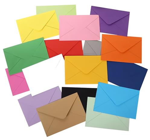 MFUSUL 85 Stück Bunte Briefumschläge,17 Farben,155×105 mm,Undurchsichtige stabile Kuverts für Grußkarten,Einladungen,Weihnachten,Feiern & DIY