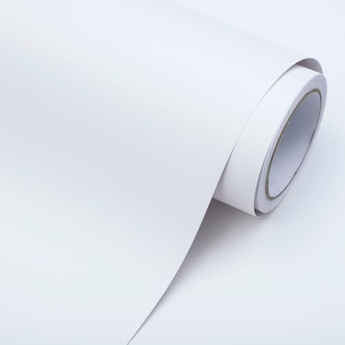 Pahylik Milchweiße Selbstklebende Tapete & Möbelfolie, Einfarbig Matt, Abriebfest & Wasserdicht, Universal für Arbeitsflächen, Möbel & Wände, 60 cm×300 cm