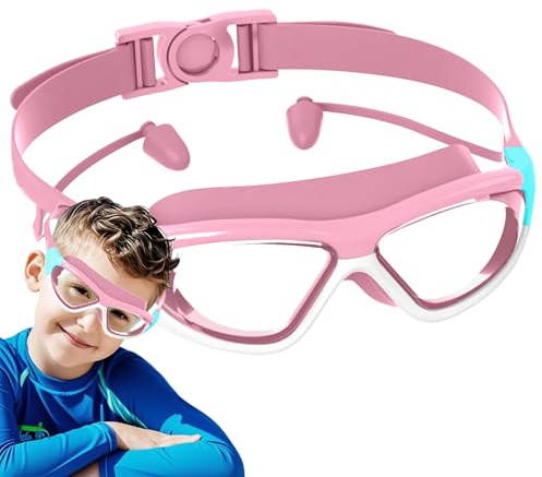 Lunettes de natation pour – Lunettes de natation pour avec bouchons d'oreille, protection UV antidérapante, antibuée, anti-fuite | Pour les jeunes de 2 à 14 ans, les tout-petits, le la