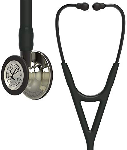 Littmann Cardiology IV Stethoskop, 6179, Schlauch Schwarz | Champagnerfarbenes Edelstahl-Bruststück, rauchfarbener Anschluss und rauchfarbener Ohrbügel. Für Ärzte und Medizinstudenten