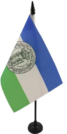 AZ FLAG Drapeau de Table Royaume d'Araucanie et de Patagonie avec 21x14 cm | Royaume d'Araucanie et de Patagonie avec armes Usage intérieur Drapeau de bureau du royaume de Nouvelle-France polyester 100D