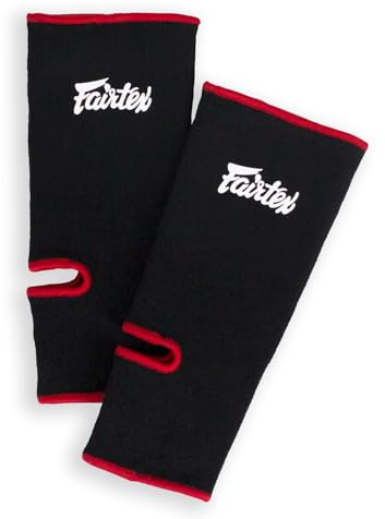 Fairtex AS1 Ankle Guard - Premium Ankle Support for Muay Thai, MMA & Kickboxing - Maximum Support & Comfort. Ideal for Intense Training(Black/Red/One Size)