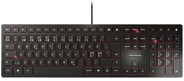 CHERRY KC 6000 SLIM, Tastiera di design Ultrapiatta, Layout per i Paesi Nordici (QWERTY), Con Filo (Porta USB-A), Tasti Silenziosi, Scritte a lunga Durata, Nero