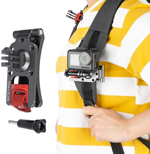 NICEYRIG Strap Clip Holder, Mount for GoPro, OSMO Pocket and Action Camera | gopro backpack clip, osmo pocket strap mount, action camera clip, xiaomi yi 4k strap holder