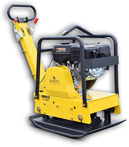 BAMATO Rüttelplatte R-165RV mit Vor- und Rücklauf | inkl. Zubehör | Verdichtungsdruck 30,5 kN | 8 PS Leistung | Verdichtungstiefe 500mm | Verdichter Rüttler Vibrationsplatte | Baustelle & Heimwerker