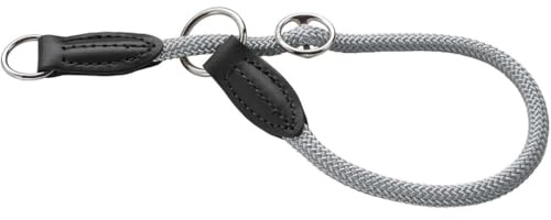 HUNTER Dressurhalsung FREESTYLE EIBY, Farbe: Grau, stufenlos verstellbar, weiches Taumaterial, mit Zugstopp, robust & langlebig, ideal für Training & Spaziergänge bei Wind & Wetter, Größe: M