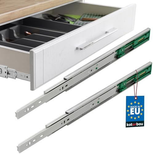 KOTARBAU® Schubladenschienen Vollauszug Schubladenauszug 400mm mit Selbsteinzug Stahl Schubladenschienen Softclose Auszüge Schubladenauszüge Schienen für Schubladen Vollauszüge Teleskopschienen