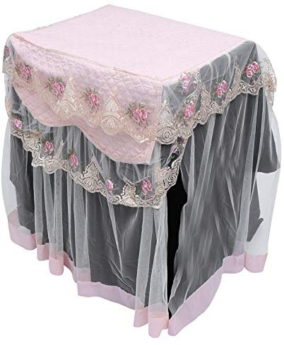 Uonlytech Washing Machine Dust Cover Lace Design Multi-purpose Washer Protector for Home Use Made of Peach Skin Fabric Material for Protecting Washer from Dust and Vibration