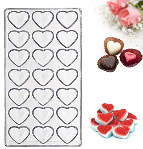 Moule À Chocolat Transparent en Polycarbonate, Moule à Pralines en Polycarbonate, Moule à Bonbons en Plastique Transparent, pour Bricolage Fait Main, Gâteau de Mariage ou Danniversaire (Forme Coeur)