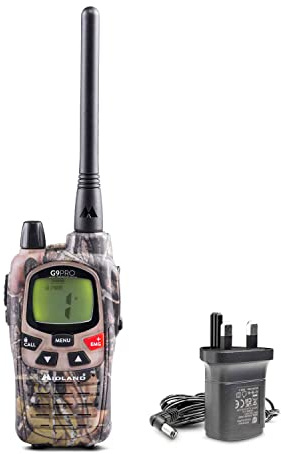 Midland - Walkie Talkie G9 Pro with UK Plug, Dual Band 36 PMR446 Channels & 69 LPD, 2 Way Radio with 4 Rechargeable Batteries - Belt Clip, IPX4 Waterproof, UKCA Certified, Survival Equipment