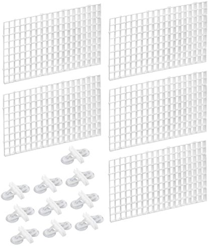 WANGCL 5Pcs Aquarium Divider Fish Tank Divider, Aquarium Filter Grids Aquarium Separation Grid Tray Isolation Board Grid with 10Pcs Sucker Clips-White