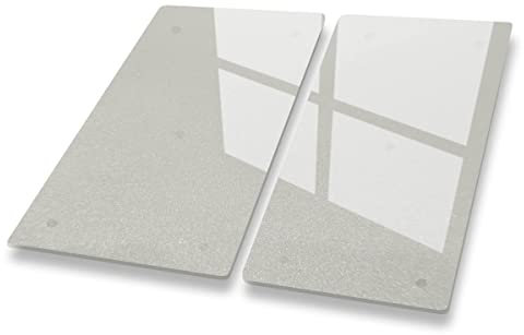 Canvas Fly Herdabdeckplatten Ceranfeld Induktionskochfeld 30x52 cm 2teilig | Glasschneidebrett Transparentes Milchglas | Schneidebrett Servierplatte Gehärtetes Glas | Herdabdeckung Hitzeschutzplatte