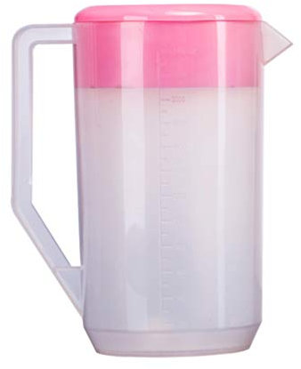 Housoutil 1PC Large Water Pitcher with Lid, 5L/ 169oz Carafes Mix Drinks Water Jug, Straining Pitcher Round Lid for Hot/Cold Lemonade Juice Beverage Jar Ice Tea Kettle (Pink)