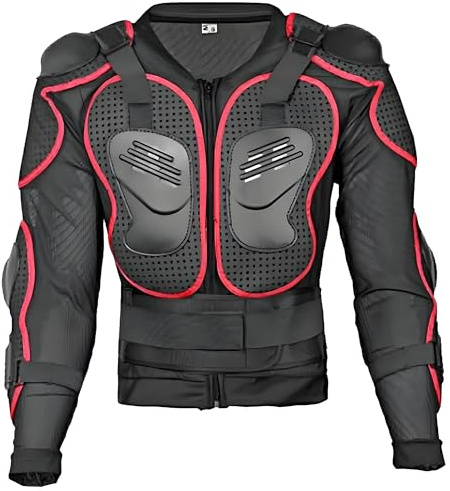 YuaDiann Moto Armatura Motocross Giacca Protezione Pettorina Montagna Ciclismo Pattinando Snowboard Equipaggiamento Protettivo con Protezione per il Torace e la Schiena Rosso L
