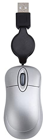 THLMT Mini Souris USB, Souris Optique pour Ordinateur PC Portable Souris de Jeu Ergonomique Souris Filaire pour Tablette Portable rétractable/Portable (Gris)