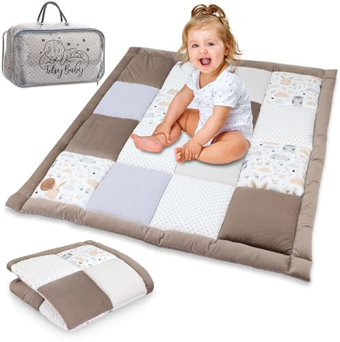 Krabbeldecke Spielmatte Krabbelmatte für Baby Kinder - Babies Patchworkdecke Bodenmatte Spieldecke Play Mat für Kinderzimmer und Laufgitter Oeko-Tex 100x100 cm