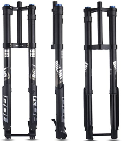 QHIYRZE MTB Downhill Gabel 26 27.5 29 Zoll Mountainbike Luft Federgabel Gerade/konisch Doppelt Geschultert Umgekehrte Gabel Federweg 160mm Einstellbare Zugstufe Manuelle Sperre(Black Straight)