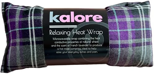 Wheat Bags Microwavable Neck and Shoulder Wrap - Relaxing Lavender Heat Bags Microwavable for Comfort - Tartan Cotton Fabric with UK Wheat Heat Bags Microwavable Compress by Kalore - Purple