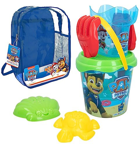 COLORBABY 77373 - Patrulla Canina Set de Playa Infantil, Conjunto de Cubo de Playa con Pala, rastrillo, regadera y Accesorios, Mochila de Playa para niños, Set Playa Infantil, Mochila con Juguetes