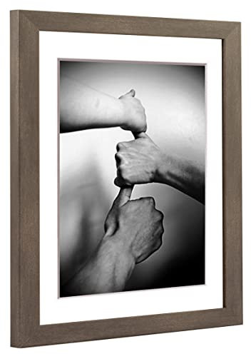 Cornice portafoto Alice con passepartout e vetro acrilico, colore acciaio, cornice in 15 x 20 cm, dimensioni immagine 10 x 15 cm
