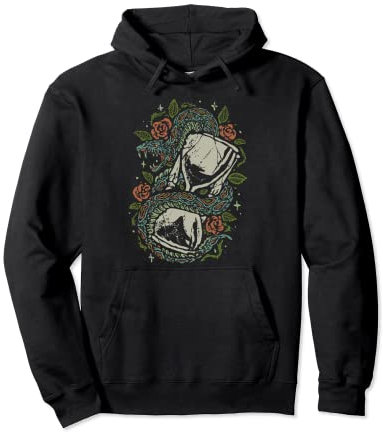 Japanische traditionelle Rosen und Schlange Sanduhr Tattoo-Stil Pullover Hoodie
