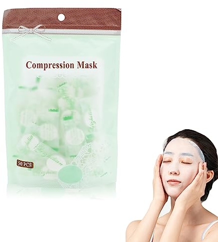 Spldsun 50 Stück Komprimierte Gesichtsmaske, Gesichtsmaske Papier, DIY Komprimierte Gesicht Masken Reiner Baumwolle, Hautpflege Compress, zur Gesichtspflege