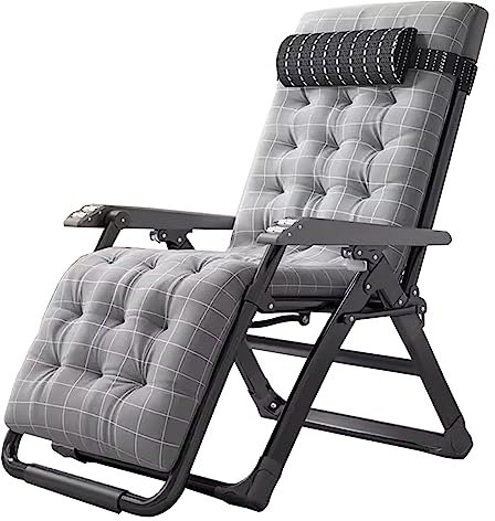 Lanmmraifc Gartenstuhl Sonnenliege Hoch Gartenliege mit Kissen Saunaliege Liegender Recliner Relaxliege Liegestuhl Campingstuhl für Camping, Terrasse, Rasen