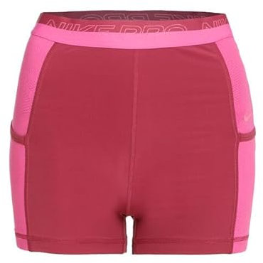 Nike Pro - Pantaloncini da allenamento da donna, a vita alta, 7,6 cm, con tasche, Fucsia/Rosa #653, L