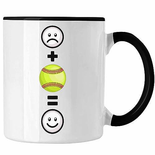 Trendation - Tennis Tasse Geschenk für Tennis-Spieler Lustige Geschenkidee :(+ Tennisball = :) Geburtstag (Schwarz)