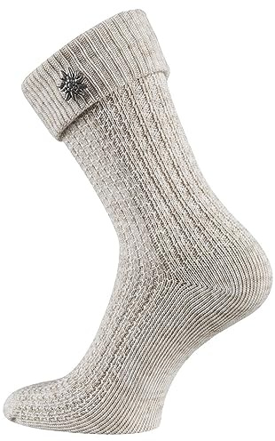 TippTexx 24 2 Paar Trachtensocken mit angenähten Trachten-Knopf oder Edelweiß-Sticker mit Anti-Loch-Garantie