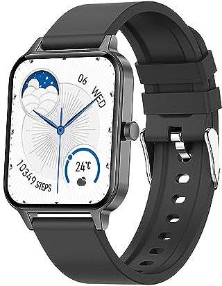 Smartwatch Herren Damen Wasserdicht Fitnessuhr Sportuhr Bluetooth-Anrufe mit AI Voice Assistant Herzfrequenz-Schlafmonitor 7 Tage Lange Akkulaufze Itmehrfach Sportmodi für IOS Android Schwarz