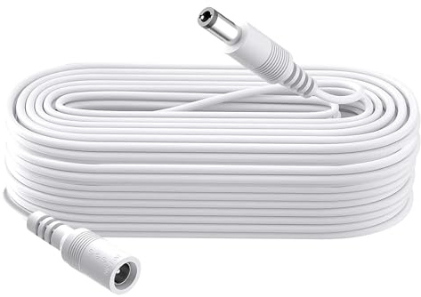 Security-01 8 m DC Power Verlängerungskabel, Stecker 5.5mm x 2.1mm, unterstützt DC 5V 6V 9V 12V 24V, für Sicherheitskameras, DVR, Router, Drucker, LED Strip, schwarz