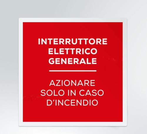 GLOBAL CARTELLO SEGNALETICO QUADRATO - Interruttore elettrico generale azionare in caso di incendio - segnale Adesivo, Pannello in Forex, Pannello In Alluminio (Pannello in Alluminio, 10 cm Lato)