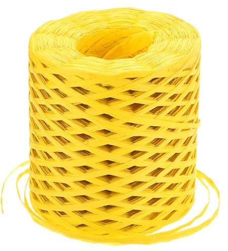 QUARKZMAN Cinta de Artesanía de Papel de Rafia 1/4 Pulgada 218 Yardas Cordel de Rafia para Envolver Navidad Regalos Manualidades DIY Amarillo