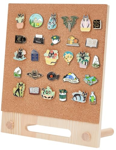 BENECREAT Anslagstavla i kork, 24,8 x 20,8 cm rektangulär anslagstavla, skrivbord, brosch, korkvisningsstativ för brosch, stiftsamlingsskärm, kontor, hem och skoldekor