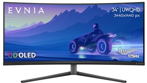Philips Evnia 34M2C6500 QD OLED Curved Gaming Monitor, WQHD 3440 x 1440, 175Hz, USB-C Hub, Height Adjustable, 4-Year Advance Replacement, Gaming Console Compatible