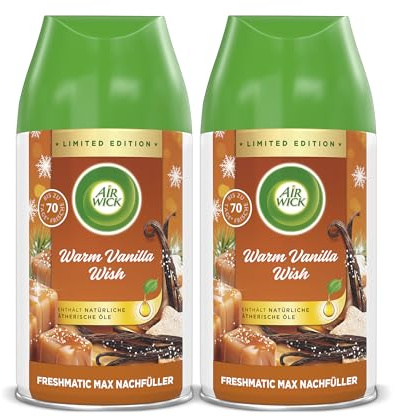Air Wick Freshmatic Max Raumspray – Nachfüller für den Air Wick Freshmatic Max – Duft: Warm Vanilla Wish – 2 x 250 ml Nachfüller