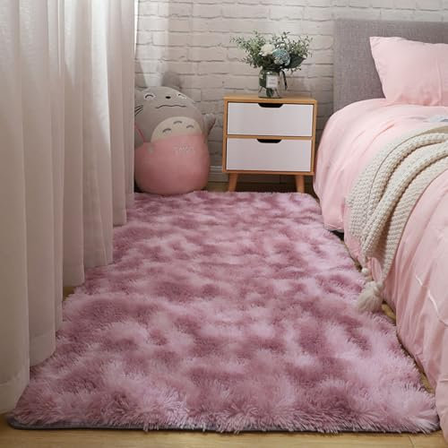 XUEDNGM Bettvorleger Schlafzimmer rutschfest 70 x 280 cm Teppich Flauschig rutschfeste Teppichunterlage Anti-Rutsch Unterseite, Weich, Pflegeleicht, Robust, Flauschige, Rosa
