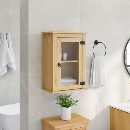 AJJHUUKI Möbelsets Badmöbel Sets Badezimmer Hängeschrank Corona 45x27x64,5 cm Massivholz Kiefer