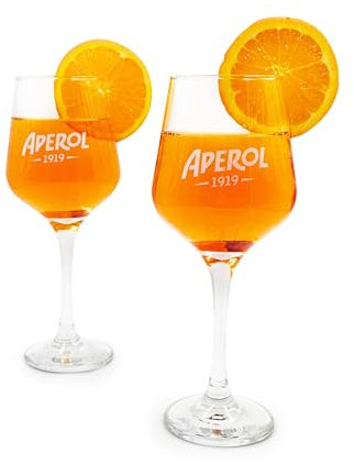 Originali bicchieri Aperol Spritz ∣ Set di 2 ∣ Design moderno per bicchieri da cocktail ∣ Ideale come set regalo Aperol Spritz ∣ Regalo Aperol ∣ Set di bicchieri da bere