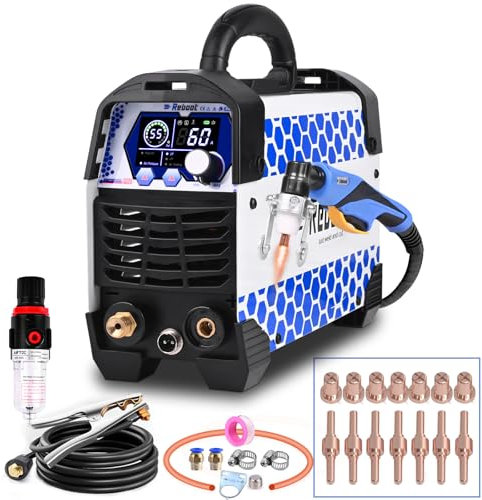 Reboot Plasma Cutter 60Amps Touch Arc Inverter IGBT 240V Digital Plasma Cutting Machine,PT-31 Roller Guide with Double Wheels Easy Cut Powerful,Upgrade RBC6000 PRO