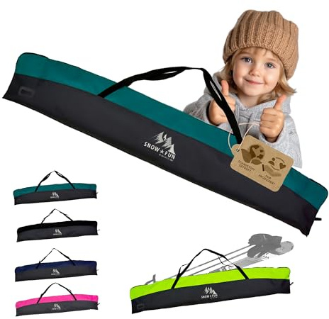 BAMBINIWELT Skitasche Kinder – Robuster Skisack aus wasserdichtem Cordura für Ski, Stöcke & Handschuhe, mit 2-Wege-Reißverschluss, Namensfeld & Tragegriffen