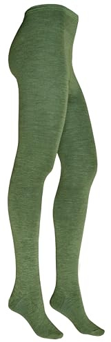VEGATEKSA Strumpfhosen aus Extra feine Merinowolle für Damen I Warme Winter Strumpfhosen für Damen I (DE/NL/SE/PL, Alphanumerisch, L, Regular, Regular, Olivgrün)