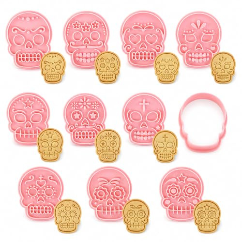 PTaizjjz Totenkopf-Ausstechformen-Set, 10-teilig, Halloween-Ausstechformen | Ausstecher für Halloween-Party-Kuchendekoration