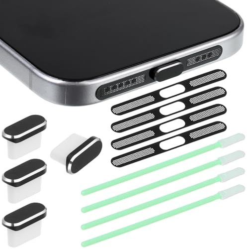 USB C Dust Plug Speaker Dust Mesh Cover Type C Charging Port Plug Cover with 4 Cleaning Brush Anti-Dust Port Protector Cap Phone Accessories for Cellphone Smart Phones Tablets USB-C Devices
