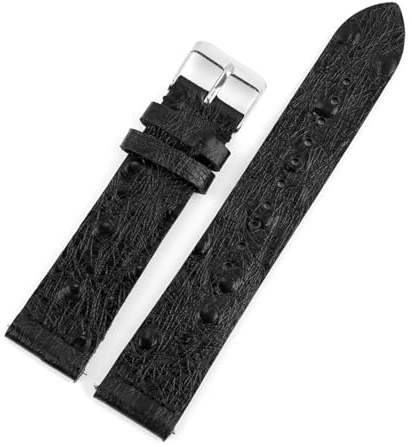 EDVENA Vintage Äkta Läder Klockarmband 16MM-24MM Remmar Strutsmönster Quick Release Klockarmband Armband Klocktillbehör(Black,18mm)