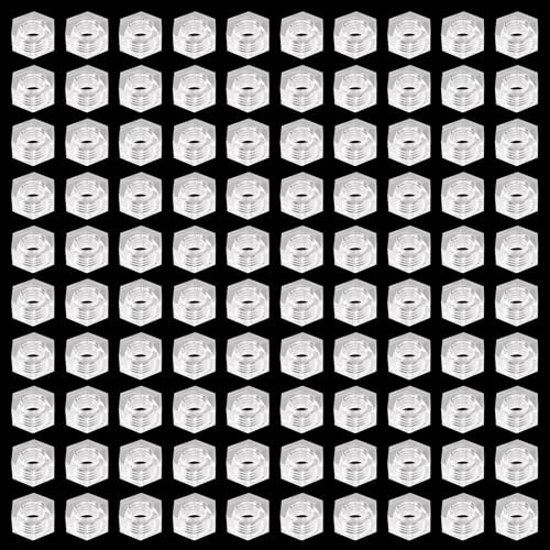 Lyeteung 100 Piezas M3 Tuercas Hexagonales Plástico, Tuerca Hexagonal de Nailon, Tuerca Hexagonal de Nailon de Rosca Gruesa Métrica, Transparente
