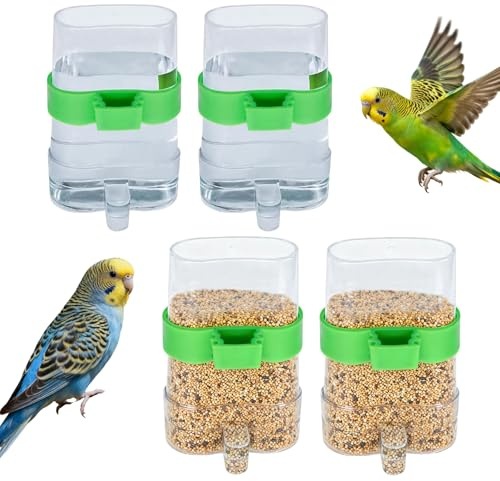 Tbintul 4 Pack Vögel Wasserspender,Kunststoff Automatic Bird Water Dispensers,Automatische Futterstation für Vögel,Vogelkäfig Zubehör für Wellensittich Kanarienvögel