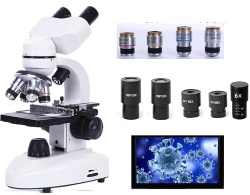 Mikroskop, 30000X biologiskt HD-kikarsikte digitalt laboratoriekikarsikte med 10X och 50X okular for labbet,Labb- och vetenskapliga produkter