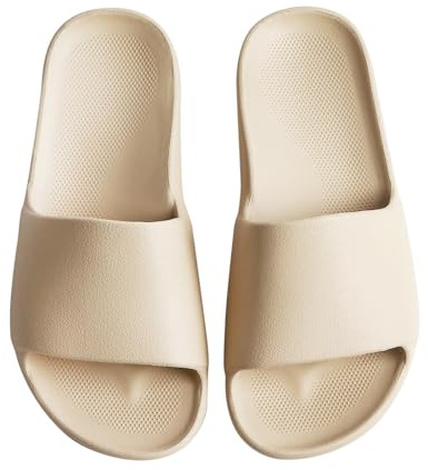 VIVASUN Sandalias de piscina para mujer con Soporte de Arco, Chanclas Ducha Antideslizantes, Zapatillas de Casa Verano Sandalias Ligeras para Playa,Beige